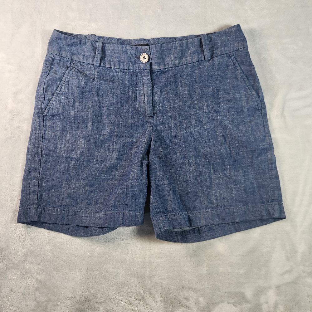 Talbots Girlfriend Chino Shorts Women's‎ 6P Blue 6.5" Inseam Flat Front Cotton